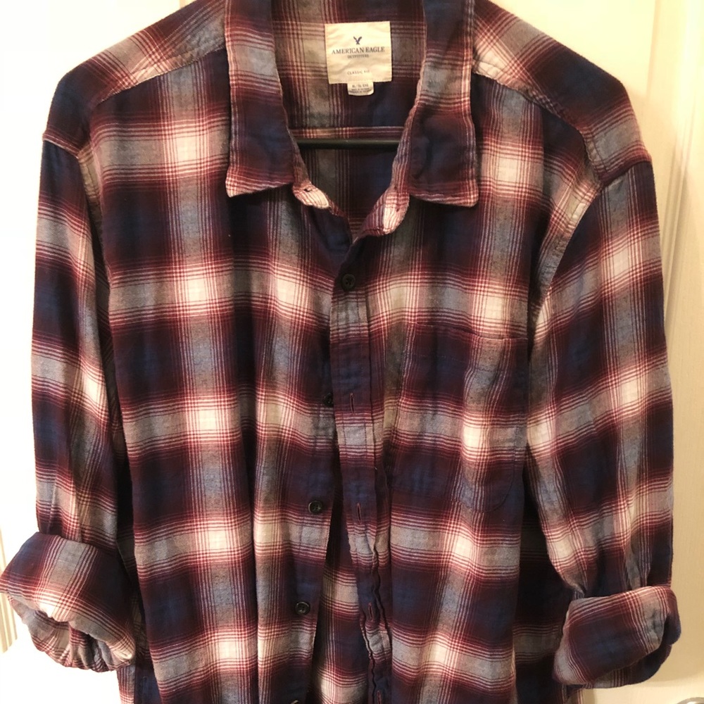 EUC American Eagle Plaid Button Up XL